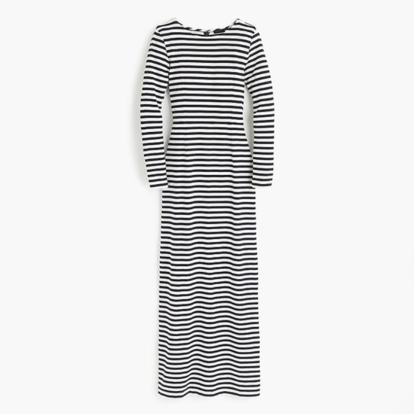 White Striped Long Sleeve Maxi Dress 0p 